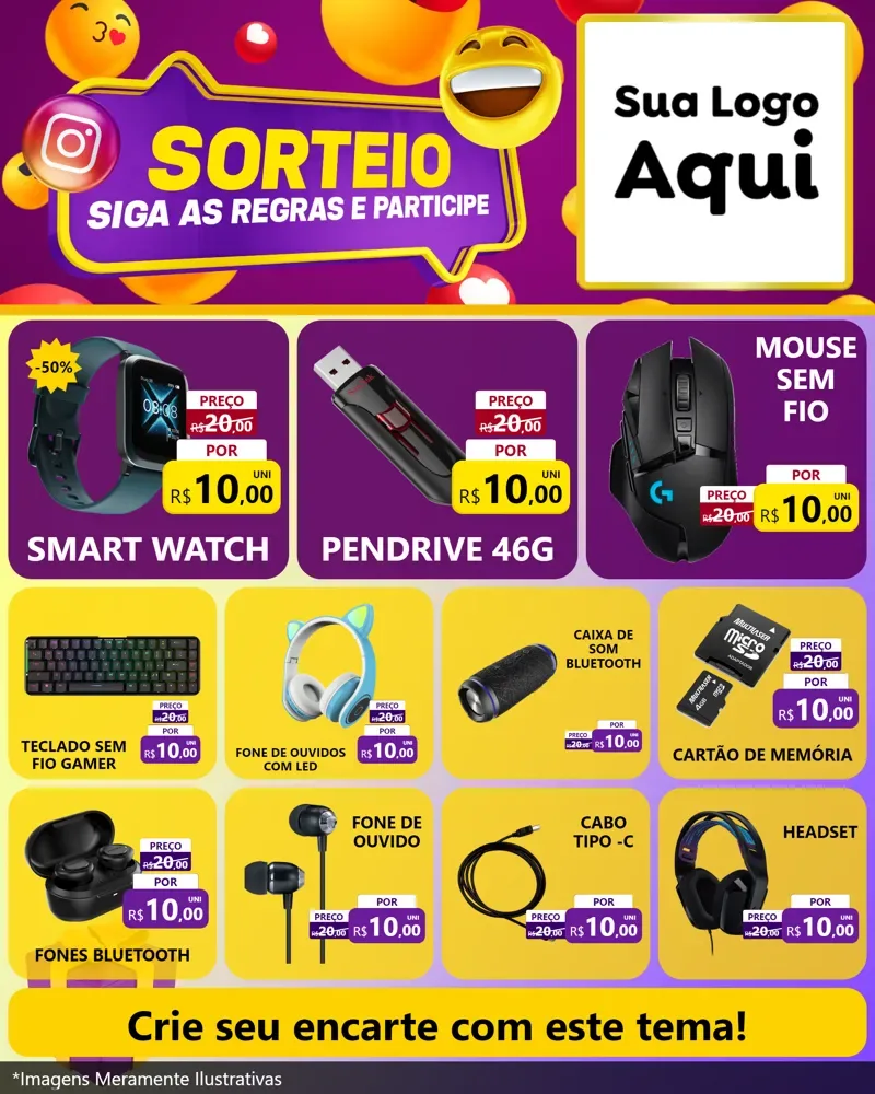 Modelo de Rede Social para Feed Instagram com o tema Sorteio para Informática