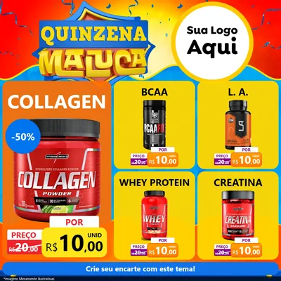 Modelo de Rede Social para Feed Facebook com o tema Quinzena Maluca para Suplementos alimentares