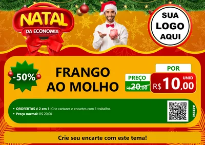 Modelo de Cartaz para Cartaz A4 Horizontal com o tema Natal da Economia para Restaurante