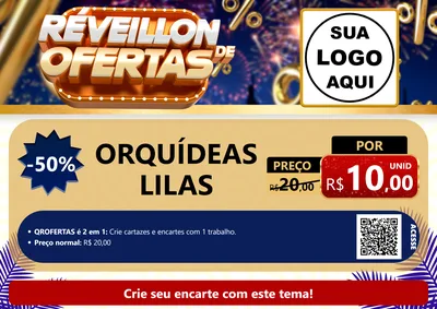 Modelo de Cartaz para Cartaz A4 Horizontal com o tema Réveillon de Ofertas para Floricultura e jardim