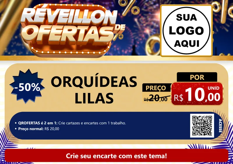 Modelo de Cartaz para Cartaz A4 Horizontal com o tema Réveillon de Ofertas para Floricultura e jardim