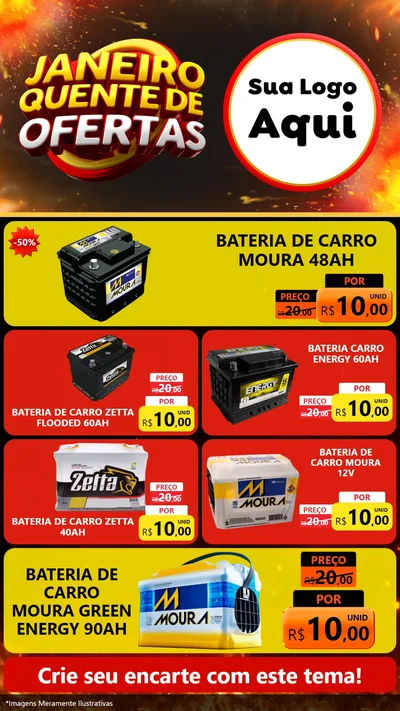 Modelo de TV para TV Vertical com o tema Janeiro Quente de Ofertas para Baterias Elétricas