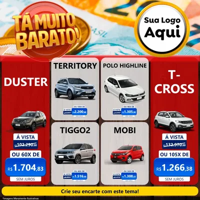 Modelo de Rede Social para Feed Facebook com o tema Está Muito Barato para Concessionaria de Carros