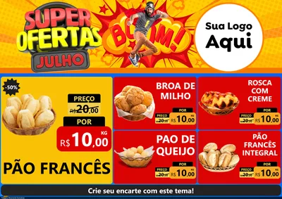 Modelo de Encarte para Encarte A4 Horizontal com o tema Super Ofertas Julho para Padaria