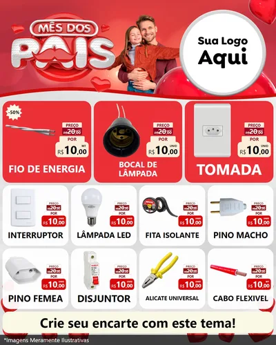 Modelo de Rede Social para Feed Instagram com o tema Mês dos Pais para Materiais Elétricos