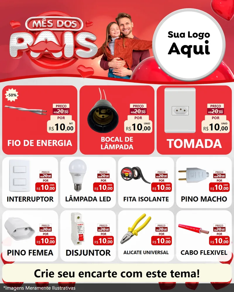Modelo de Rede Social para Feed Instagram com o tema Mês dos Pais para Materiais Elétricos