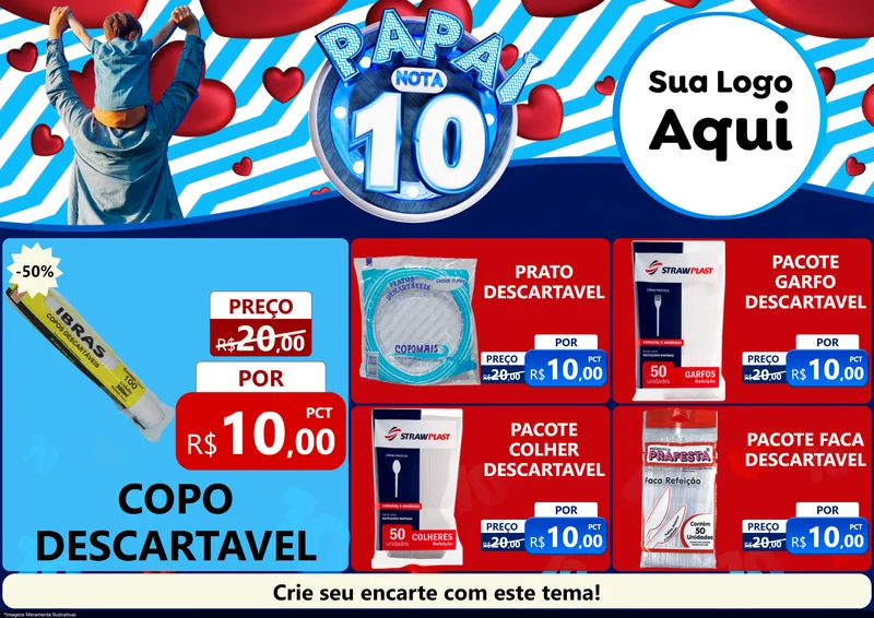 Modelo de Encarte para Encarte A4 Horizontal com o tema Papai Nota 10 para Embalagens