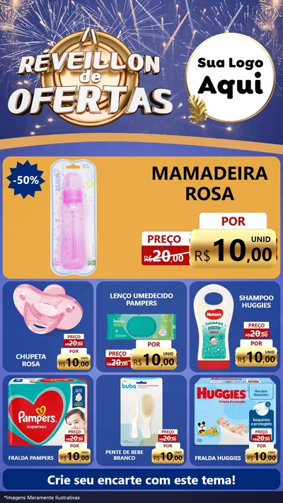 Modelo de Rede Social para Stories com o tema Réveillon de Ofertas para Bebês