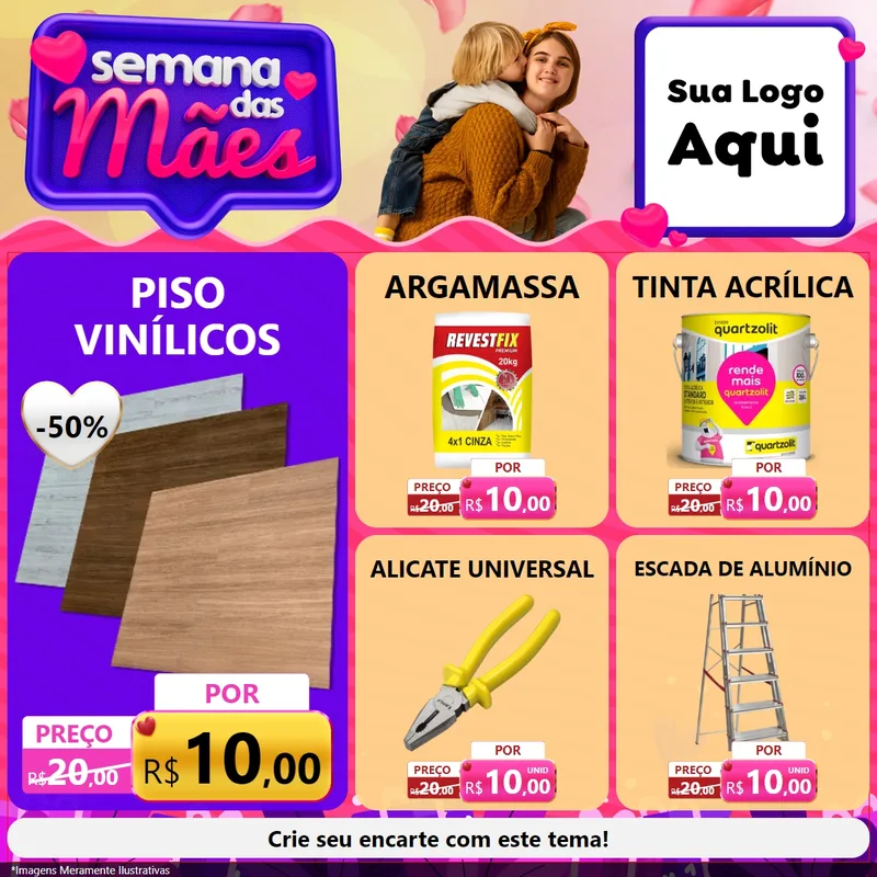Modelo de Rede Social para Feed Facebook com o tema Semana das Mães para Material para Construção