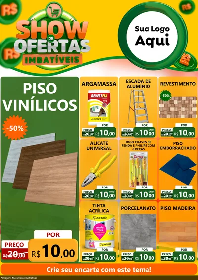 Modelo de Encarte para Encarte A4 Vertical com o tema Show de Ofertas Imbatíveis para Material para Construção