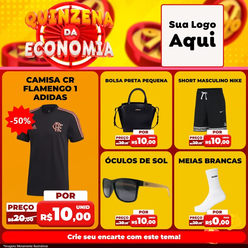 Modelo de Rede Social para Feed Facebook com o tema Quinzena Da Economia para Roupas e acessórios