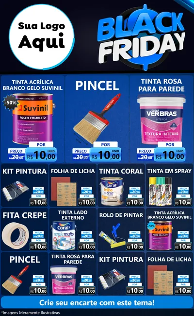 Modelo de Encarte para Encarte Grande com o tema Black Friday para Tintas e Ferramentas