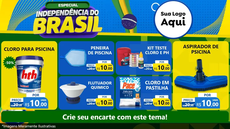 Modelo de TV para TV Horizontal com o tema Especial Independência do Brasil para Produtos para Piscina