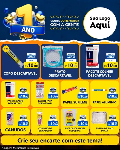 Modelo de Rede Social para Feed Instagram com o tema Um Ano de Aniversário para Embalagens