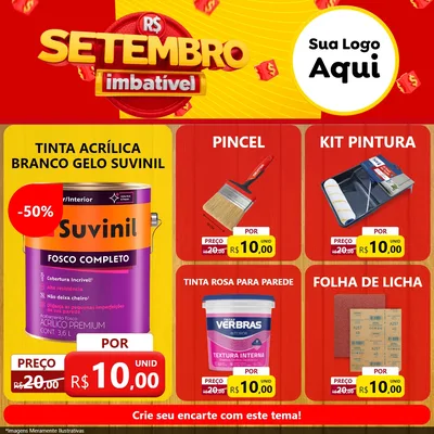Modelo de Rede Social para Feed Facebook com o tema Setembro Imbatível para Tintas e Ferramentas