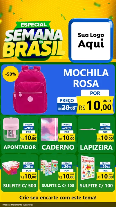 Modelo de Rede Social para Stories com o tema Especial Semana do Brasil para Papelaria