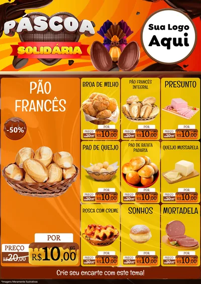 Modelo de Encarte para Encarte A4 Vertical com o tema Páscoa Solidária para Padaria