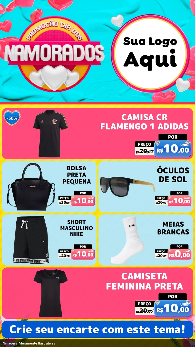 Modelo de TV para TV Vertical com o tema Promoção Dia dos Namorados para Roupas e acessórios