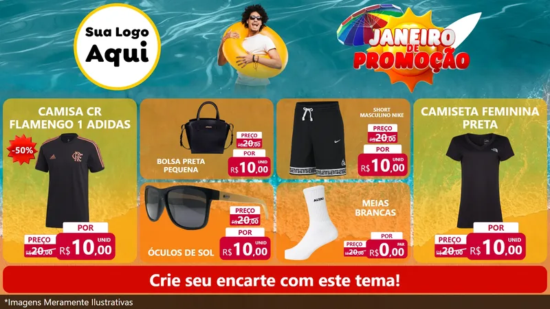 Modelo de TV para TV Horizontal com o tema Janeiro de Promoção para Roupas e acessórios