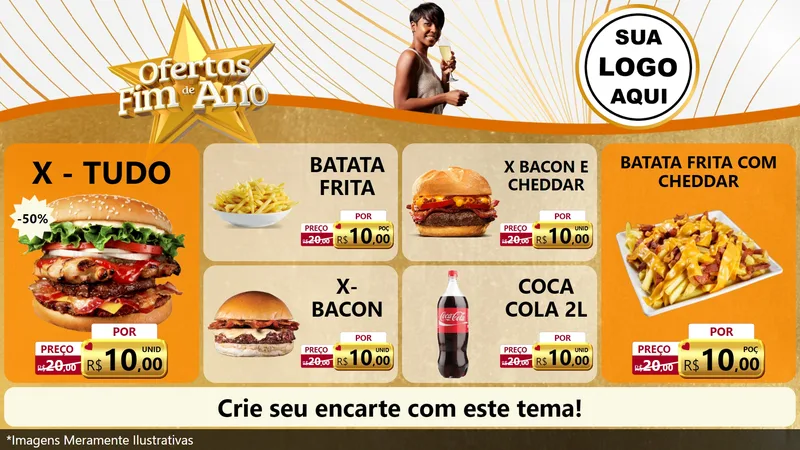 Modelo de TV para TV Horizontal com o tema Ofertas Fim de Ano para Hamburgueria