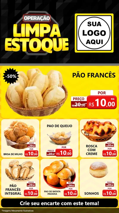 Modelo de Rede Social para Stories com o tema Operação Limpa Estoque para Padaria