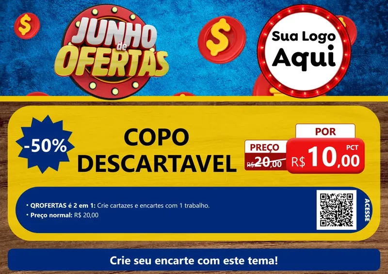 Modelo de Cartaz para Cartaz A4 Horizontal com o tema Junho de Ofertas para Embalagens
