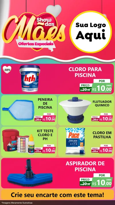 Modelo de TV para TV Vertical com o tema Show das Mães - Ofertas Especiais para Produtos para Piscina