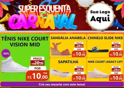 Modelo de Encarte para Encarte A4 Horizontal com o tema Super Esquenta de Carnaval para Calçados