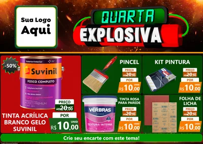 Modelo de Encarte para Encarte A4 Horizontal com o tema Quarta Explosiva para Tintas e Ferramentas