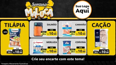 Modelo de TV para TV Horizontal com o tema Semana Maluca para Peixaria