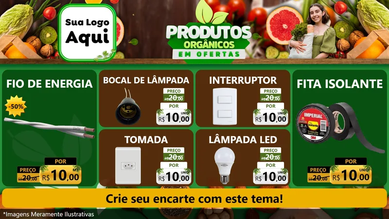Modelo de TV para TV Horizontal com o tema Produtos Orgânicos em Ofertas para Materiais Elétricos