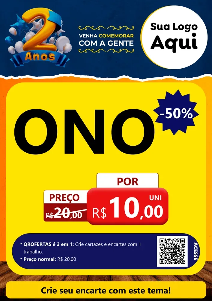 Modelo de Cartaz para Cartaz A4 Vertical com o tema Aniversário de 2 anos para Óticas