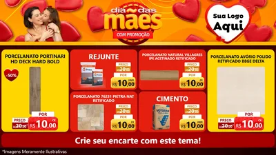 Modelo de TV para TV Horizontal com o tema Dia das Mães com Promoção para Pisos e revestimentos