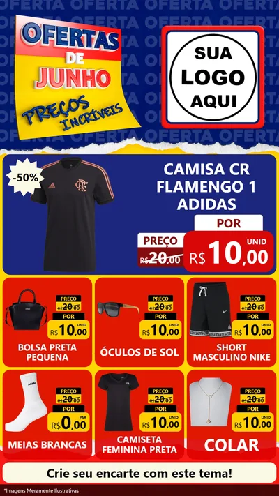Modelo de Rede Social para Stories com o tema Ofertas de Junho - Preços Incríveis para Roupas e acessórios