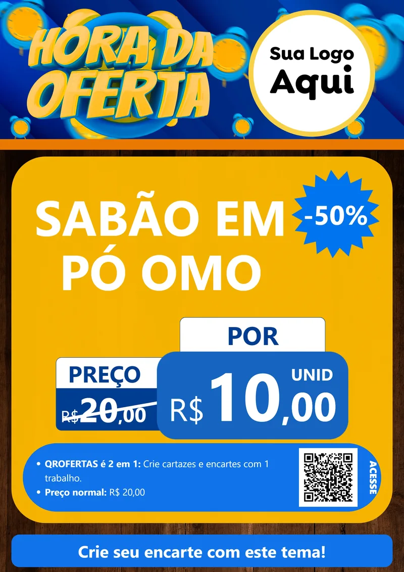 Modelo de Cartaz para Cartaz A4 Vertical com o tema Hora da Oferta para Produtos de Limpeza