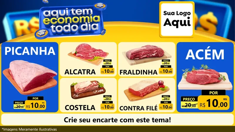 Modelo de TV para TV Horizontal com o tema Aqui Tem Economia Todo Dia para Açougue