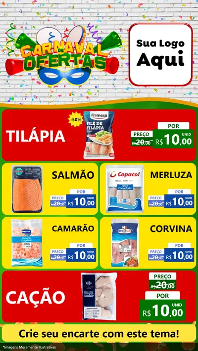 Modelo de TV para TV Vertical com o tema Carnaval de Ofertas para Peixaria