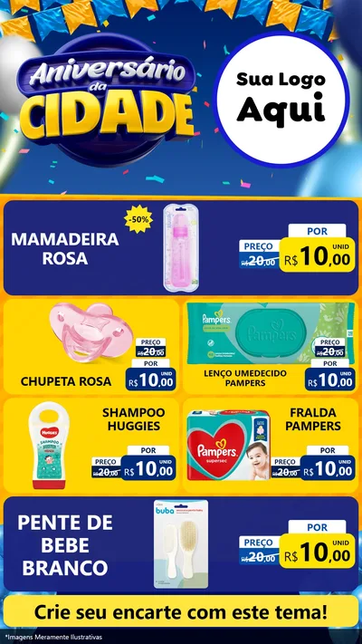Modelo de TV para TV Vertical com o tema Aniversário da Cidade para Bebês