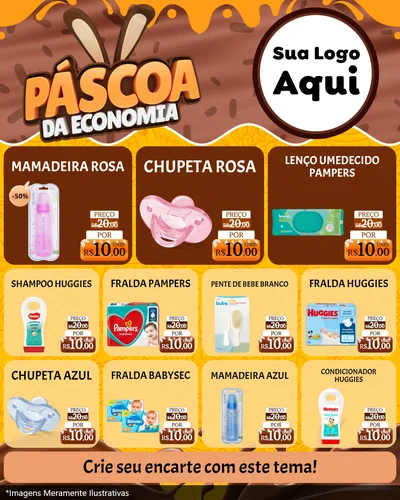 Modelo de Rede Social para Feed Instagram com o tema Páscoa da Economia para Bebês