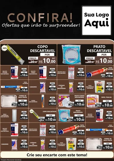 Modelo de Encarte para Encarte A4 Vertical com o tema Confira! Ofertas que irão te surpreender! para Embalagens