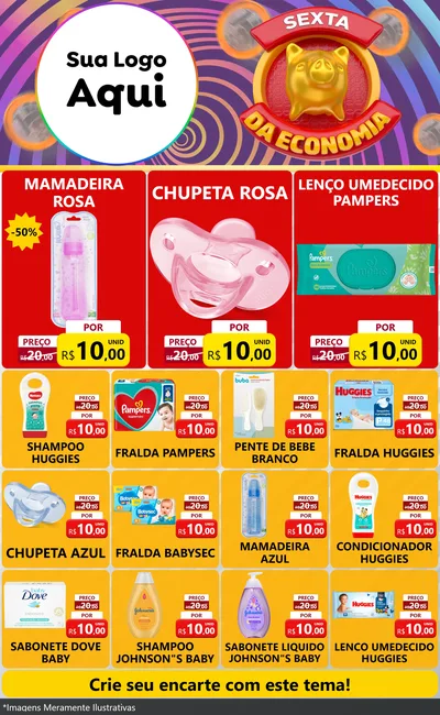 Modelo de Encarte para Encarte Grande com o tema Sexta da Economia para Bebês