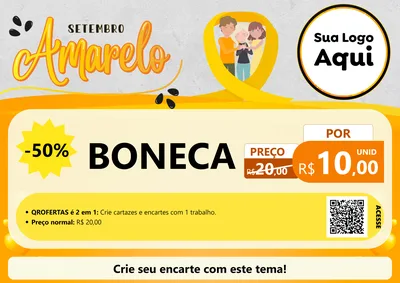 Modelo de Cartaz para Cartaz A4 Horizontal com o tema Setembro Amarelo para Brinquedos