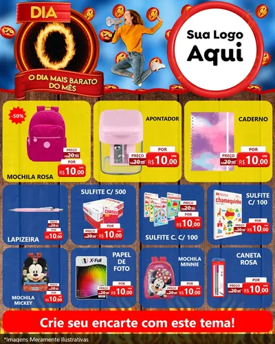 Modelo de Rede Social para Feed Instagram com o tema Dia O - O Dia Mais Barato Do Mês para Papelaria