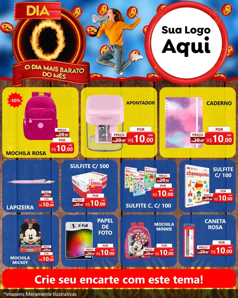 Modelo de Rede Social para Feed Instagram com o tema Dia O - O Dia Mais Barato Do Mês para Papelaria