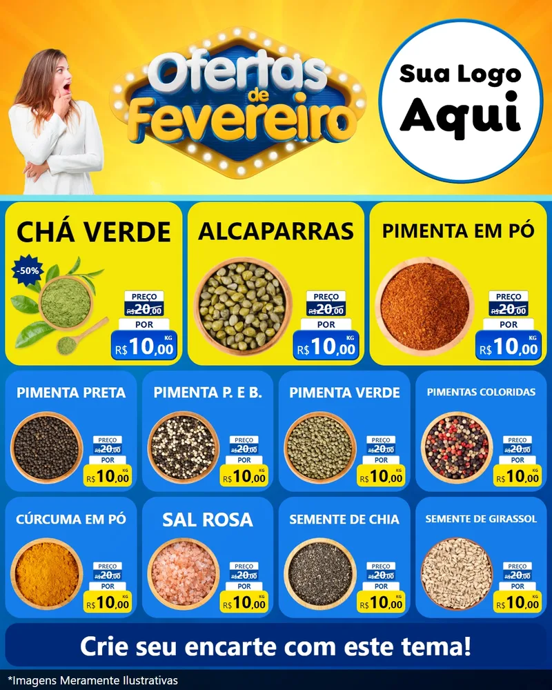 Modelo de Rede Social para Feed Instagram com o tema Ofertas de Fevereiro para Produtos Naturais