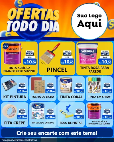 Modelo de Rede Social para Feed Instagram com o tema Ofertas Todo Dia para Tintas e Ferramentas