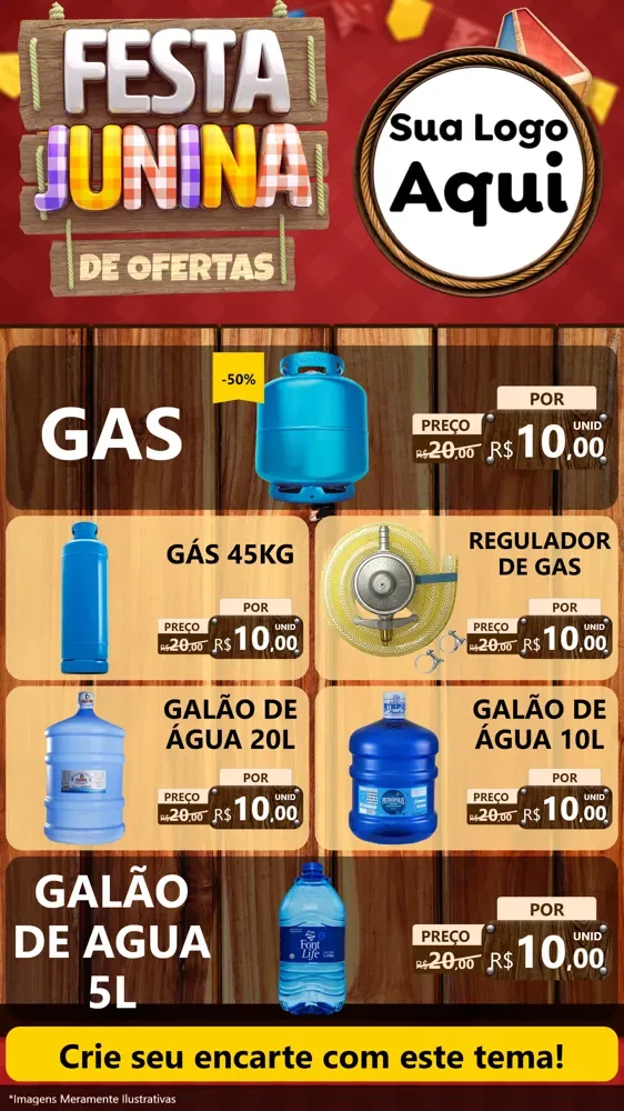 Modelo de TV para TV Vertical com o tema Festa Junina de Ofertas para Água e gás