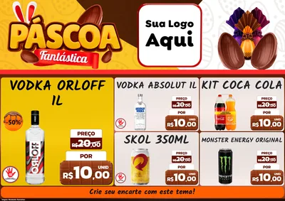 Modelo de Encarte para Encarte A4 Horizontal com o tema Páscoa Fantástica para Distribuidora de bebidas