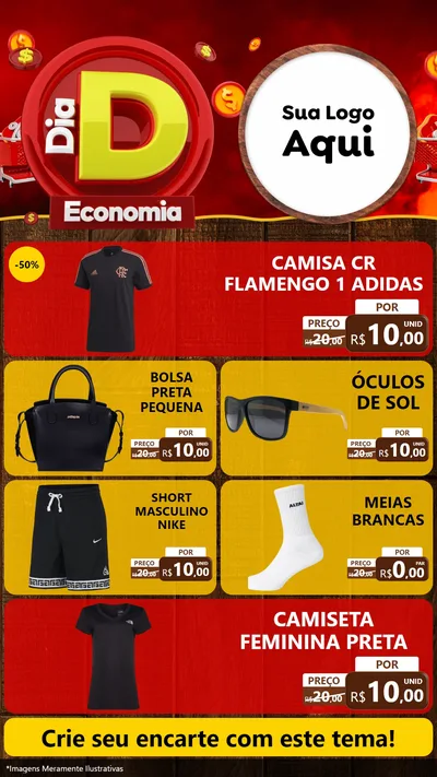 Modelo de TV para TV Vertical com o tema Dia D Economia para Roupas e acessórios