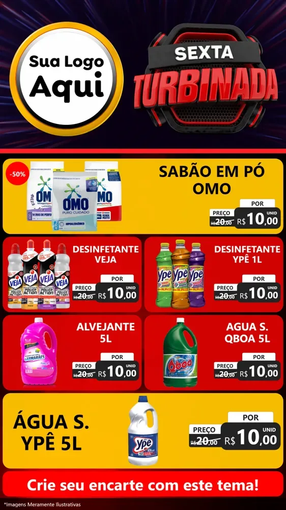 Modelo de TV para TV Vertical com o tema Sexta Turbinada para Produtos de Limpeza